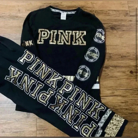 Victoria’s Secret pink Bling sweater/Joggers outfit set S/XS - Picture 2 of 10